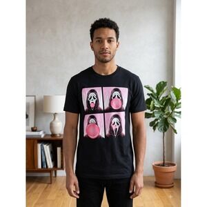 Official Ghost Face Bubblegum Graphic T-Shirt Black Size Medium Scream Horror